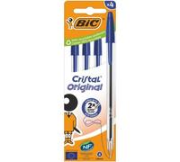 Bic Cristal Ballpoint Pen Medium Blue (Pack of 4) 516332