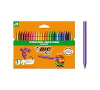 BIC Kids Plastidecor Colouring Crayons, Crayons for Drawing and Crafts, Assorted Colours, Pack Of 24