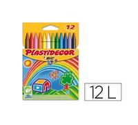 Bic Kids Plastidecor Crayons Colour Hard Long-lasting Sharpenable Vivid Assorted Ref 829770 [Pack of 12], multicoloured