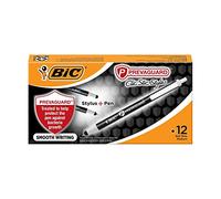 BIC PrevaGuard Clic Stic Ballpoint Pen & Stylus, With Built-in Protection To Suppress Bacteria Growth, Medium Point (1.0mm), Black, 12-Count