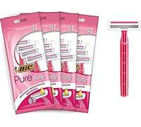 BIC Pure 3-Blade Lady Razor with Lubricating Strip for a Smooth Glided Shave With An Easy Grip Handle, Pack of 4