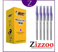 BIC Round Stic Grip Ballpoint Pens - Value Pack of 40 Pens for Office - Purple Colour - Smooth Writing and Comfortable Grip