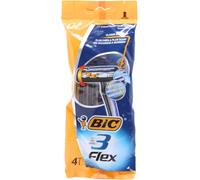 BIC Flex 3, Triple Blade Razor Blades for Men, With Moving Blade Heads for a Close and Soft Shave, Pack of 4
