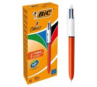 BIC Fine Ballpoint Pens 4 Colours Assorted Ink Ballpoint Pens Pack of 12