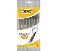 BIC Round Stic Ballpoint Pen, Black, Pack of 8