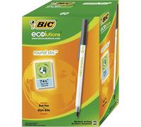 BIC Round Stic ECOlutions Ballpoint Pens - Box of 60 - Black - Medium Writing Po