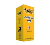 BIC Round Stic Grip Ballpoint Pens - Value Pack of 40 Pens for Office - Purple Colour - Smooth Writing and Comfortable Grip
