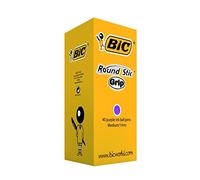 BIC Round Stic Grip Ballpoint Pens - Value Pack of 40 Pens for Office - Purple Colour - Smooth Writing and Comfortable Grip