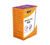 BIC Round Stic Grip Ballpoint Pens - Value Pack of 40 Pens for Office - Purple Colour - Smooth Writing and Comfortable Grip