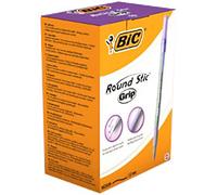BIC Round Stic Grip Round Stic Grip Ballpoint Pen Purple 0.4 mm Medium Ballpoint Pack of 40