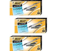 BIC Round Stic Grip Xtra Comfort Ball Pen Fine Point .8mm Black 3DOZEN GSFG11-BE