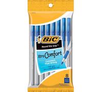 BIC Round Stic Grip Xtra Comfort Ballpoint Pen, Medium Point (1.2mm), Blue, 8-C