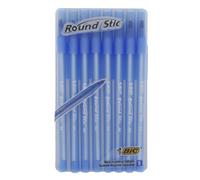 Bic Round Stic Medium Writing Ball Pen - BLUE - PACK OF 8