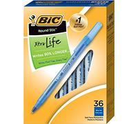 BIC Round Stic Xtra Life Blue Ballpoint Pens, Medium Point (1.0mm), 36-Count Pack of Bulk Pens, Flexible Round Barrel for Writing Comfort, No. 1 Selling Ballpoint Pens