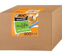 BIC Round Stic Xtra Life Bulk Pens Ballpoint - Pack of 300 Blue Ink Pens - Medium point 1.0 mm