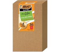 BIC Round Stic Xtra Life Red Ballpoint Pens, Medium Point (1.0mm), 36-Count Pack of Bulk Pens, Flexible Round Barrel for Writing Comfort, No. 1 Selling Ballpoint Pens