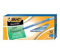 BIC Round Stic Xtra Precision Ballpoint Pen, Fine Point (0.8mm), Blue, 12-Count