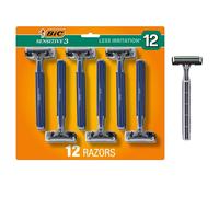 BIC Sensitive 3 Disposable Razors for Men With 3 Blades for Sensitive Skin, 12 Count Value Pack of Shaving Razors