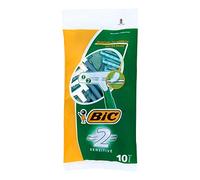 BIC Sensitive Men's Razors - Twin Blade - 2 Packs of 10 Razors (20 Total) - Non-Refillable with Stainless Steel Blades