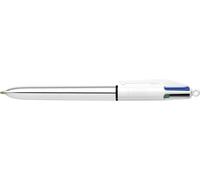 BIC Shine / 1 Pen 4 Colours White / Metallic Silver Body 4 Classic Colours