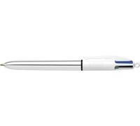 BIC Shine / 1 Pen 4 Colours White / Metallic Silver Body 4 Classic Colours