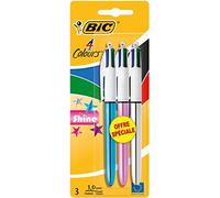 BIC Shine Retractable Ballpoint Pen Blister Pack of 3 Assorted Colours