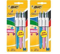 Bic Shine Retractable Ballpoint Pen Blister Pack of 6 Assorted Colours