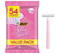 BIC Silky Touch Women's Disposable 2-Blade Razors, Travel Covers, College Dorm Room Essential, Toiletry Bag and Shower Caddy Staple, 18-Pack
