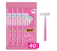 BIC Silky Touch Women's Disposable Razors With 2 Blades Pretty Pastel Razor Handles 40 Count Value Pack of Shaving Razors
