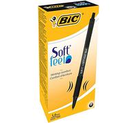 Bic Soft Feel Ballpoint Pen, Medium Point (1.0 mm), Black Ink, Box of 12 - Writing Pens with Rubberized Barrel And Quick-Drying Ink X2