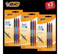 Bic Soft Feel Ballpoint Pens Medium Point (1.0 mm) Assorted Colours (Black, Blue, Red), - 3 Packs Bic Multicolor