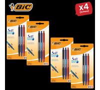 Bic Soft Feel Ballpoint Pens Medium Point (1.0 mm) Assorted Colours (Black, Blue, Red), - 4 Packs Bic Multicolor