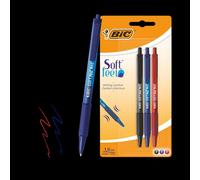 Bic Soft Feel Ballpoint Pens Medium Point (1.0 mm) - Assorted Colours, Pack of 3