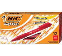 BIC Soft Feel Ballpoint Pens Medium Point (1.0 mm) - Red, Box of 12