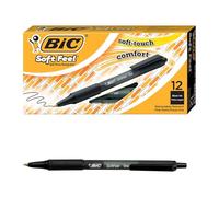BIC Soft Feel Ballpoint Pens, Retractable Pens, Ideal for School and Office, Medium Point (1.0mm), Black, Pack of 12