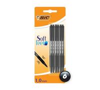 Bic Soft Feel Ballpoint Pens, Retractable Pens, Ideal for School and Office, Medium Point (1.0 mm), Black, Pack of 6
