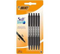 BIC Soft Feel Ballpoint Retractable Pens, Ideal for School and Office, Medium Point (1.0mm), Black, Pack of 5