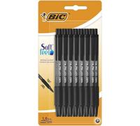 BIC Soft Feel Click Grip Ballpoint Pens, 1.0 mm Retractable Point, Soft-Touch Rubber Grip, Black, pack of 15