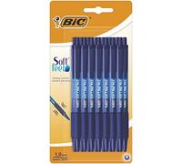 BIC Soft Feel Click Grip Ballpoint Pens, 1.0 mm Retractable Point, Soft-Touch Rubber Grip, Blue, pack of 15