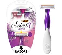 BIC Soleil 3 Scented Women's Disposable 3-Blade Razors, Moisture Strip with Vitamin E and Lavender Scented Handles, 4-Pack