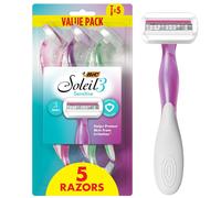 BIC Soleil 3 Sensitive Women's Disposable 3-Blade Razors, Comfort Shield and Moisture Strip, 5-Pack