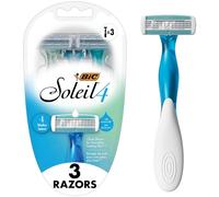 BIC Soleil 4 Women's Disposable 4 Blade Razors, Flexible Blades for a Closer Shave, 3-Pack