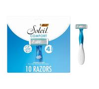 BIC Soleil Comfort Women’s Disposable Razors for Summer, Flexible Blades for a Closer Shave and Less Irritation, Shaving Razor With 4 Blades, 10 Count Pack