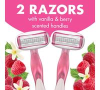 BIC Soleil 5 Escape Women's Disposable 5 Blade Razors, Vanilla and Berry Scented Handles, Comfort Shield, 2-Pack