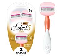 BIC Soleil 5 Glide Women's Disposable 5-Blade Razors, Smooth Glide With Shea Butter Moisture Bars, 2-Pack