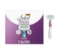 BIC Soleil 5 Sensitive Women's Disposable 5 Blade Razors, 360 Degree Moisture Strips and Pivoting Head, 5-Pack