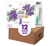 BIC Soleil Escape Women's Disposable 4-Blade Razors Bikini Line Razor with Lavender & Eucalyptus Scented Handles 12-Pack