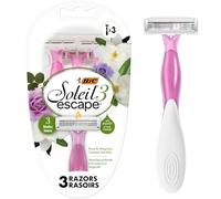 BIC Soleil Escape Women's Disposable Razors, 3 Blades for a Comfortable Shave, Pack of Rose and Magnolia Scented Handle Shaving Razors for Women, 3 Count