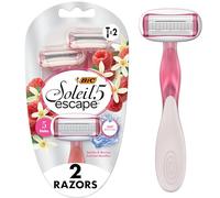 BIC Soleil Escape Women's Disposable Razors With 5 Blades for a Sensorial Experience and Comfortable Shave, Pack of Vanilla and Berries Scented Handle Shaving Razors for Women, 2 Count