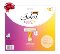 BIC Soleil Smooth Colors Women's Disposable Razors With Aloe Vera and vitamin E Lubricating Strip for Enhanced Glide, With 3 Blades, 10 Count